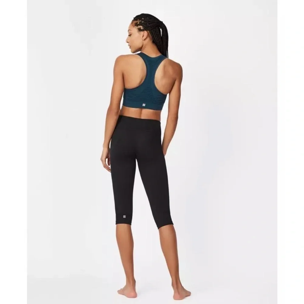 Sweaty Betty Black All Day Contour Capri Gym Leggings SB314 EUC Size Medium